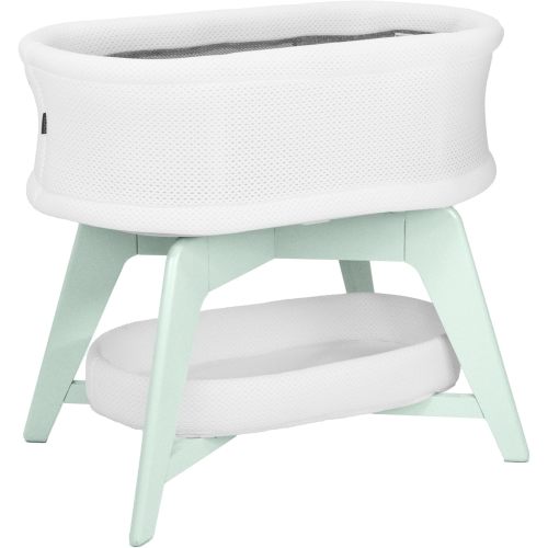 TruBliss Evi Smart Bassinet with Smart Technology, White with Mint Base