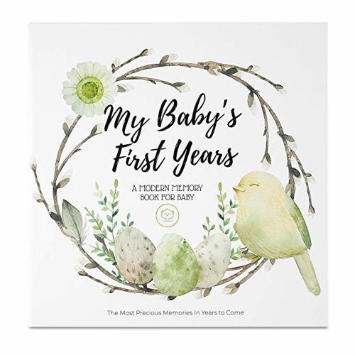 Baby First 5 Years Memory Book Journal - 90 Pages Hardcover First Year Keepsake Milestone Newborn Journal For Boys, Girls - All Family, LGBT, Single Mom Dad, Adoptive - Milestone Photo Scrapbook Album