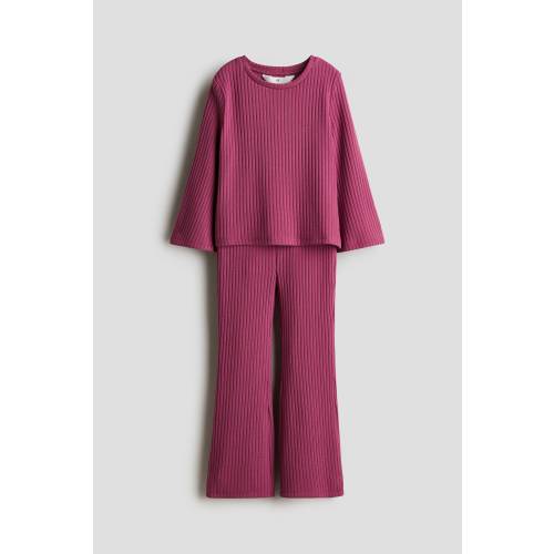 2-PIECE RIB-KNIT SET, Plum - size 3T (2-3Y)