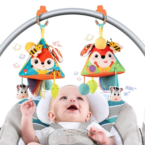 BINGODOG Car Seat Toys for Babies 0-6 Months, Baby Toys 6 to 12 Months with Soft Pull String Baby Tissue Box Toy, Stroller Toys for Infant Car Seat Stroller Crib Bouncer(1 PCS)