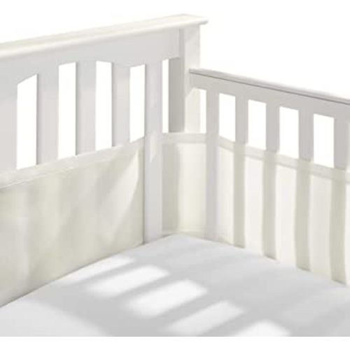BreathableBaby Breathable Mesh Liner for Full-Size Cribs, Classic 3mm Mesh, Natural Ecru (Size 4FS Covers 3 or 4 Sides)