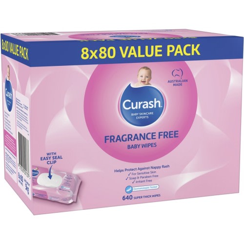 Curash Babycare Baby Wipes 640 Pack - Fragrance Free