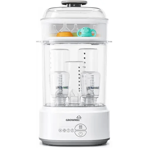 GROWNSY Bottle Sterilizer and Dryer, Compact Electric Steam Baby Bottle Sterilizer (Esterilizador de Biberones), Bottle Sanitizer for Baby Bottles, Pacifiers, Pump Parts