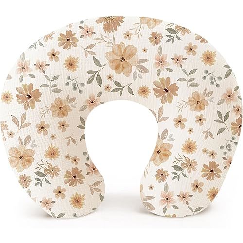 Konssy Muslin Nursing Pillow Covers, 100% Cotton Soft & Adorable Covers for Breastfeeding Pillows, Slipcovers for Newborn Baby Boys & Girls