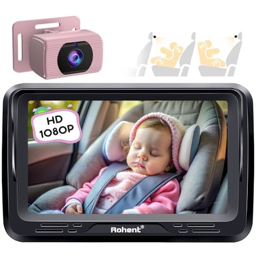 Rohent Pink Baby Car Camera - 1080P HD, 360° Adjustable, Night Vision, 150° Wide-Angle Lens, Easy Installation, Perfect for Baby Girls, Ideal for Parents, Grandparents & Families