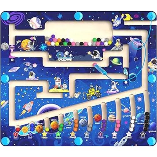 Magnetic Color and Number Maze - Montessori Toys for 3+ Year Old - Wooden Color Matching Learning Counting Puzzle Board -Toddler Activities Fine Motor Skills Toys for Boys Girls 3 4 5 Years Old