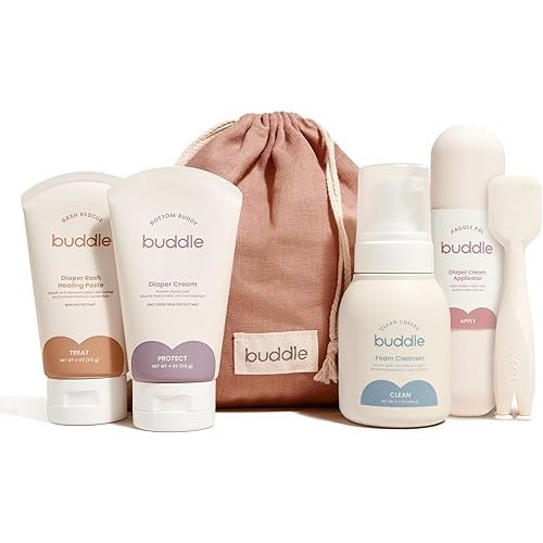 Diaper Rash Gift Set, 4-Piece Kit, 40% Zinc Oxide Ointment, Diaper Cream, Foam Cleanser & Paddle Pal Silicone Spatula Applicator