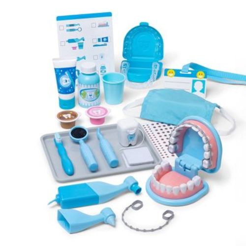 Melissa & Doug Super Smile Dentist Kit With Pretend Play Set of Teeth And Dental Accessories (25 Toy Pieces): Educational Tooth Care Role Play Set