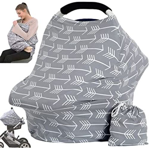 Car Seat Canopy Breastfeeding Cover - Multi Use Baby Stroller and Carseat Cover, Breastfeeding Covers, Boys and Girls Shower Gifts (Classical Arrows)