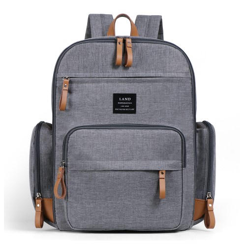 LAND Extra Large Boy Girl Baby Diaper Bag Backpack, Waterproof Nappy Bags, Nursing Bag for Baby Insulated Tote Bag , Black Gray Color