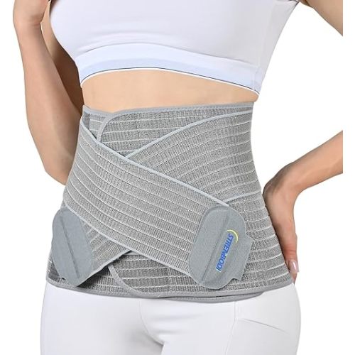 Abdominal Binder Post Surgery Postpartum Belly Band, C-section Belly Binder, Girdle for Postnatal, Adjustable Belly Wrap, Back Pain Relief (Polyester Made with Charcoal Fiber)