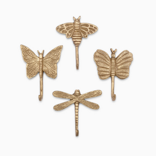 Crane Baby Antique Gold Wall Hook Set - Dragonfly