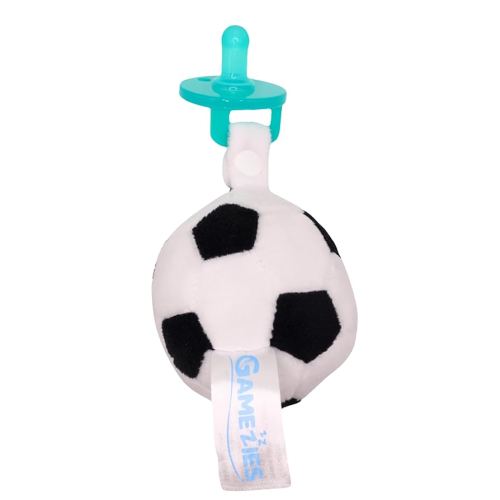 Baby Boy and Girl Silicone Pacifier with Detachable Sports Plush Toy Holder, Soccer