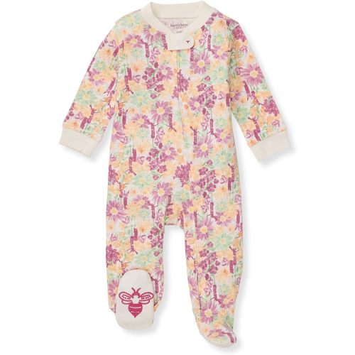 Burt's Bees Baby Girls Footed One-Piece Pajamas, Sleep and Play Loose Fit, 100% Organic Cotton, Sizes NB to 6-9 Months