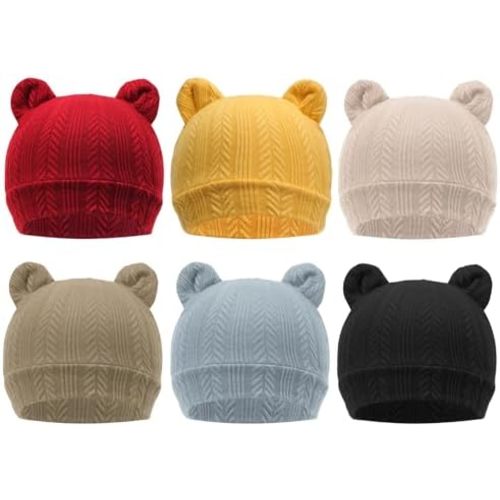 DRESHOW BQUBO 6 Pack Baby Hats for Boys Girls Unisex Baby Hat Soft Knit Cap Nursery Beanie for Newborn Infant Toddler Kid