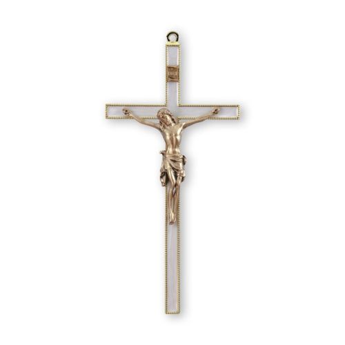 Pearlized Gold Wall Crucifix - 7"