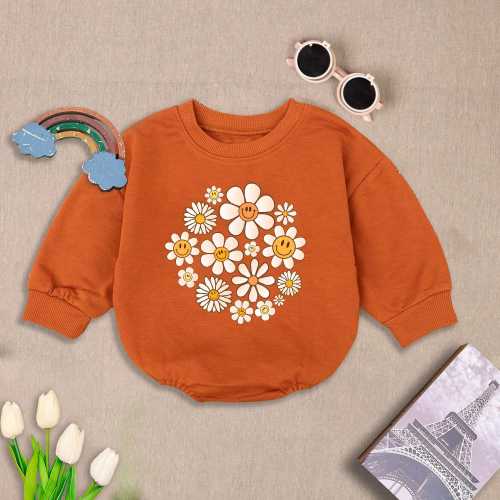 Daisy Flower Baby Romper, Flower Smile Baby Bodysuit, Retro Daisy Flower Baby Outfit, Baby Shower Gift, Pregnancy Announcement Shirt
