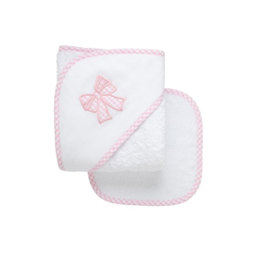 Pretty in Pink Applique Hooded Towel & Washcloth Set