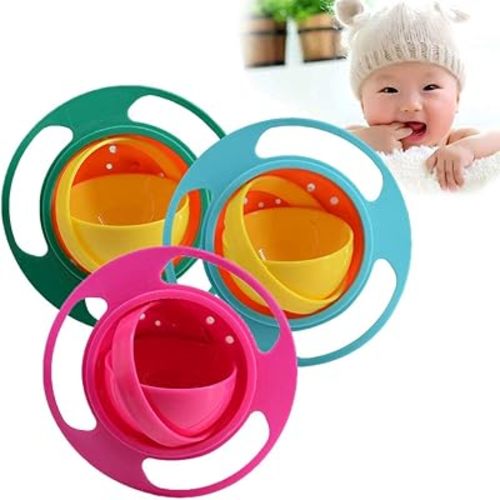 ZTL Gyro Bowl 360 Dgree Rotation Spill Resistant Gyroscopic Bowl with Lid
