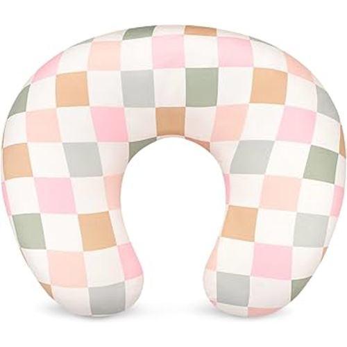 DILIMI Nursing Pillow Cover, Stretchy Removable Case for Breastfeeding Pillows, Ultra Soft Comfortable Slipcover for Baby Girl and Boy, Colorful Checkerboard