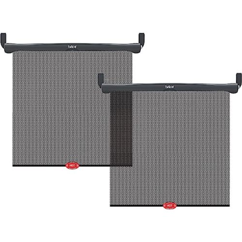 Munchkin® Brica® Sun Safety™ Car Window Roller Shade with White Hot® Heat Alert, Black, 2 Count (Pack of 1)