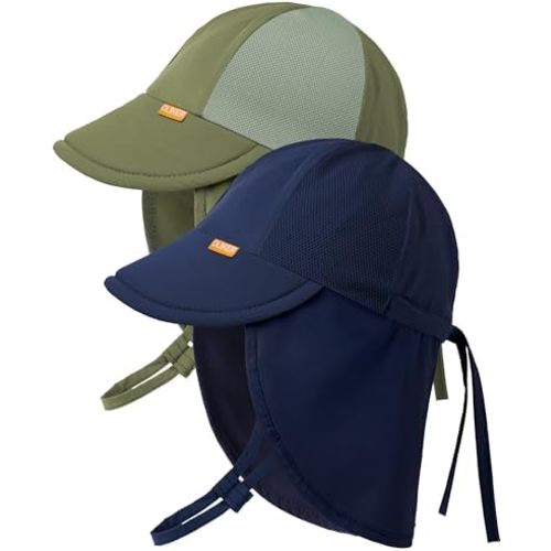 Baby Sun Hat with Breathable Mesh, Neck Flap Infant Unisex Boys Girls Toddler UPF 50+ Summer Beach Swim Adjustable