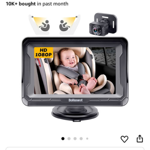 DoHonest Baby Car Camera HD 1080P - Rear-Facing Car Baby Monitor with Night Vision, Adjustable View Angle, Easy Setup, Anti-Glare Display, Safety for Kids & Infants