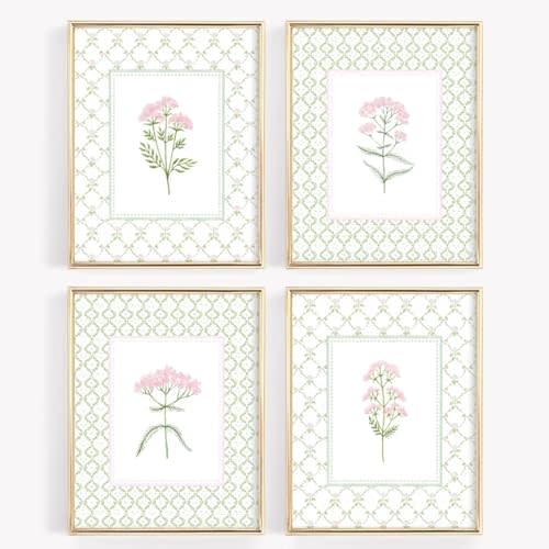 Nursery Girl Floral Wall Art Wildflower Baby Room Canvas Wall Decor Pink Green Flower Prints Poster Watercolor Pastel Botanical Picture Painting Nursery Artwork for Girls Bedroom 12x16x4 Inch Unframed