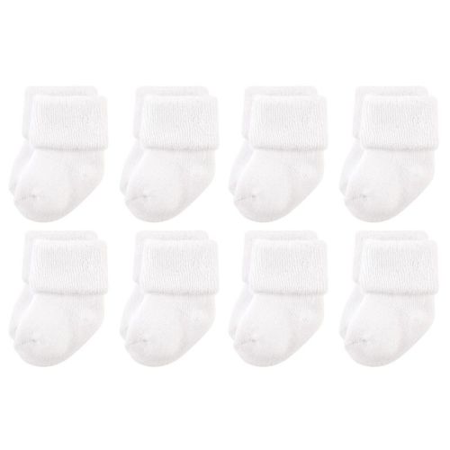 Luvable Friends Baby Unisex Newborn and Baby Terry Socks, White