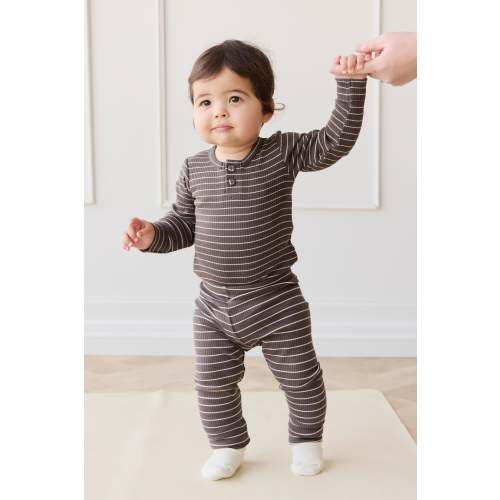 Organic Cotton Modal Everyday Legging - Daily Stripe Wolf/Cloud