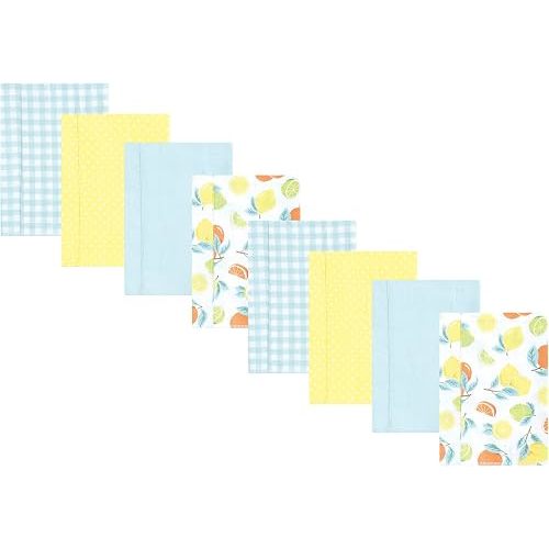 Hudson Baby Cotton Poly Flannel Burp Cloths Multipack, Citrus Mint 8-Pack, One Size