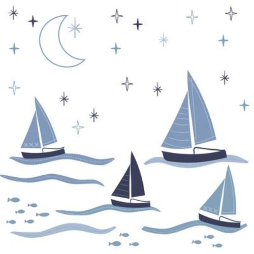 Lambs & Ivy Little Skipper Nautical Sailboat, Moon & Stars Wall Decals/Stickers