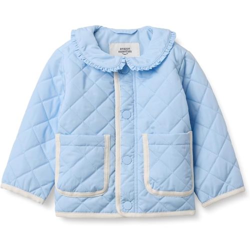 Amazon Essentials x Sofia Grainge Toddler and Baby Girls' Midweight Quilted Field Jacket with Ruffle