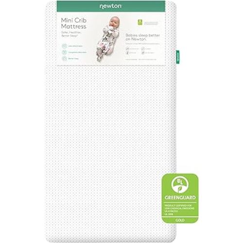 Newton Baby Mini Crib Mattress 24" x 38" - Ultra-Breathable Proven to Reduce Suffocation Risk, 100% Washable - Removable Cover Included, GREENGUARD Gold