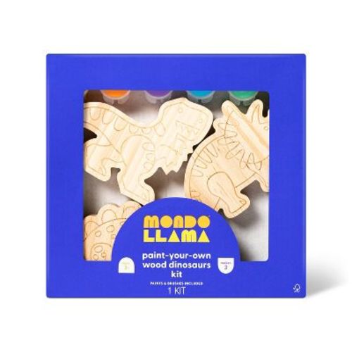 3pk Paint-your-own Wood Dinosaur Set - Mondo Llama™: Non-toxic Craft Kit With Acrylic Paints & Brushes For Kids 3+