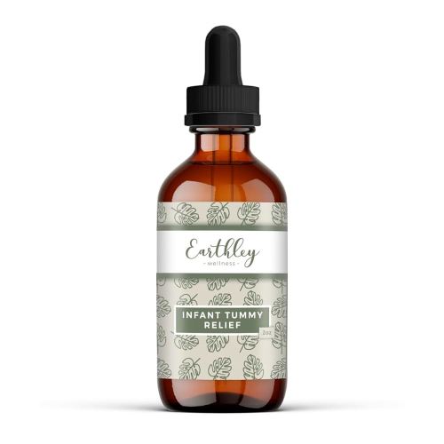 Earthley Wellness Infant Tummy Relief, Natural Herbal Tincture for Gas, Bloating, and Hiccups in Babies & Kids, Gentle Stomach Support with Fennel, Ginger, & Catnip, Alcohol-Free (2 oz)
