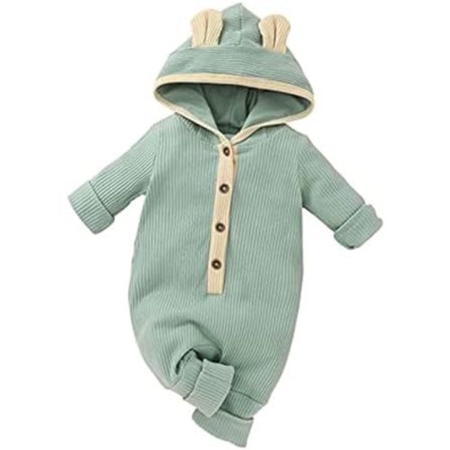Thorn Tree Newborn Baby Girl Boy Hooded Romper Unisex Baby Knitted Jumpsuit Infant Kids Solid Outfits Baby Girl Boy Jumpsuit