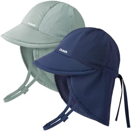 2 Pack Baby Sun Hat with Breathable Mesh,UPF50+ Quick Drying Unisex Baby Toddler Sun Hat for Summer Outdoor Beach
