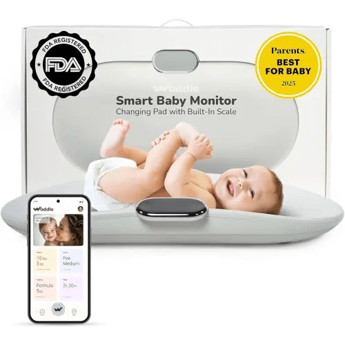 Woddle Multifunctional Smart Baby Changing Pad with Medical Grade Scale for Critical Weight Monitoring + AI App, Noise Machine, Warmer, Night Light, Touchscreen Tracker, All-in-One
