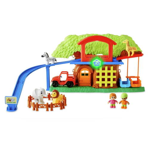 "Kid Connection Animal Zoo Play Set, 22 Pieces with Animals, Figures, Vehicle, Lights and Sounds, 11.5""H x 19""W"