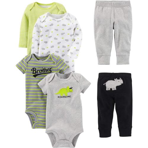 Simple Joys by Carter's Baby 6-piece Bodysuits (Short and Long Sleeve) and Pants Set
