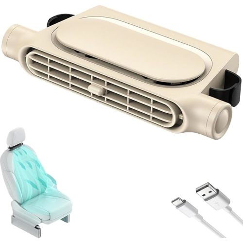 2 Pack Car Seat Fan for Backseat for Kids, Mini Portable Battery Operated Back Seat Baby Quiet Headrest Neck Cooling Fan with 3 Adjustable Wind Speeds All Cars Vehicle RV Truck
