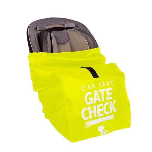 J.L. Childress Gate Check Bag for Car Seats - Travel Bag for Airplane - Includes AIRTAG Holder - Fits All Baby Car Seats, Infant Carriers & Child Booster Seats, Neon Yellow