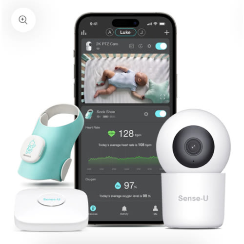 Sense-U Baby Sock Shoe Baby Monitor-Track Heart Rate, Oxygen, Movement