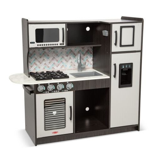 Melissa & Doug Chef's Wooden Pretend Play Kitchen for Kids With “Ice” Cube Dispenser (Charcoal Gray)