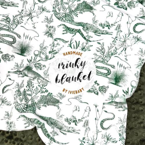 Baby Blanket: Swamp Toile. Green. Florida Baby Gift. Alligator. Louisiana. Bayou. Snakes. Crocodile. Turtle. Southern. Coastal.