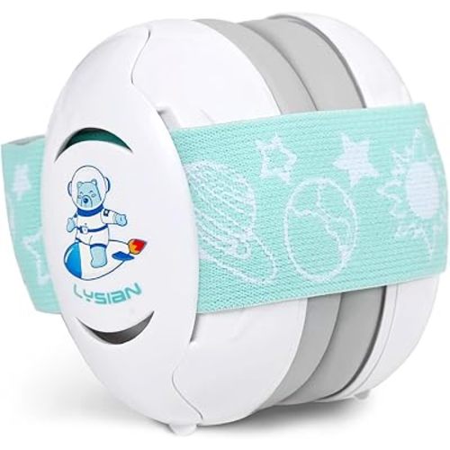 LYSIAN Baby Headphones Hearing Protection Ear Muffs for Infants 0-3 Years with Elastic Headband, Noise Cancelling Baby Earmuffs for Parade Fireworks, Festival, Sleep, Travel, Plane (White)
