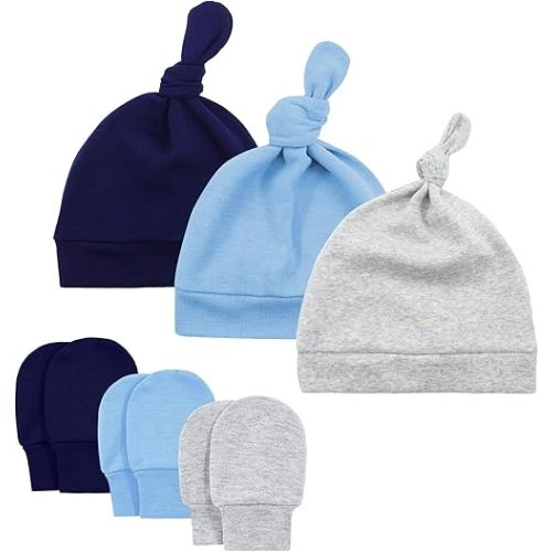 Baby Boy Hat and Mitten Set Knot Baby Beanie for Boys Newborn Hat Winter Infant Caps