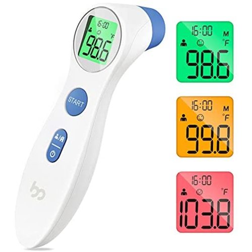 Touchless Forehead Thermometer for Adults and Kids, Digital Infrared Thermometer for Home with Fever Indicator, Instant Accurate Reading