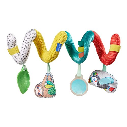 Infantino Stretch & Spiral Activity Toy - Textured Play Activity Toy for Sensory Exploration and Engagement, Ages 0 and up, for Strollers - BLUE SPARKLE
